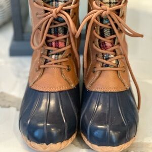 Original Duck Dede Womens Sporto Boots Size 9 Waterproof Plaid Lining
